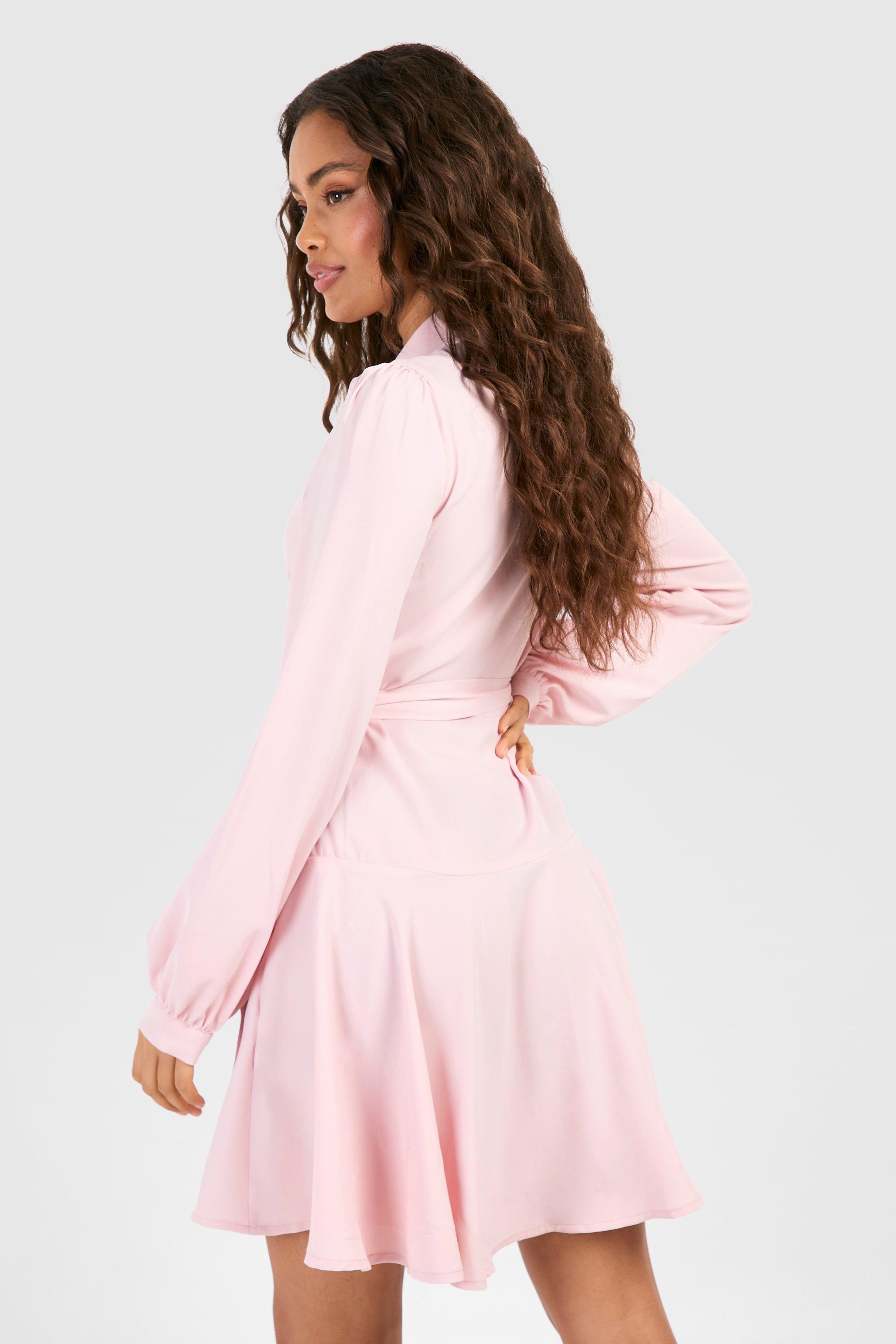 Pastel pink wrap dress online